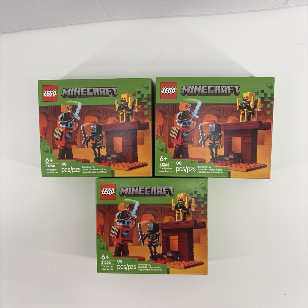 Lot Of 3 LEGO Minecraft: The Nether Lava Battle (21266)